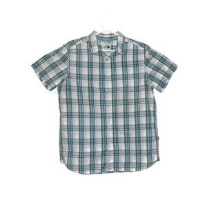 The North Face Mens Shirt Large Button Front Green Plaid Multicolor‎